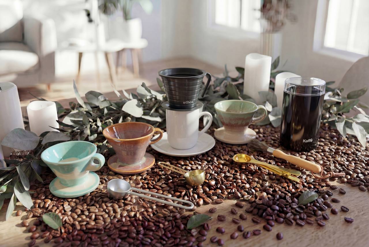 HANDMADE CERAMIC TIDAL, STRAIGHT V60 COFFEE POUR OVER / DRIPPER